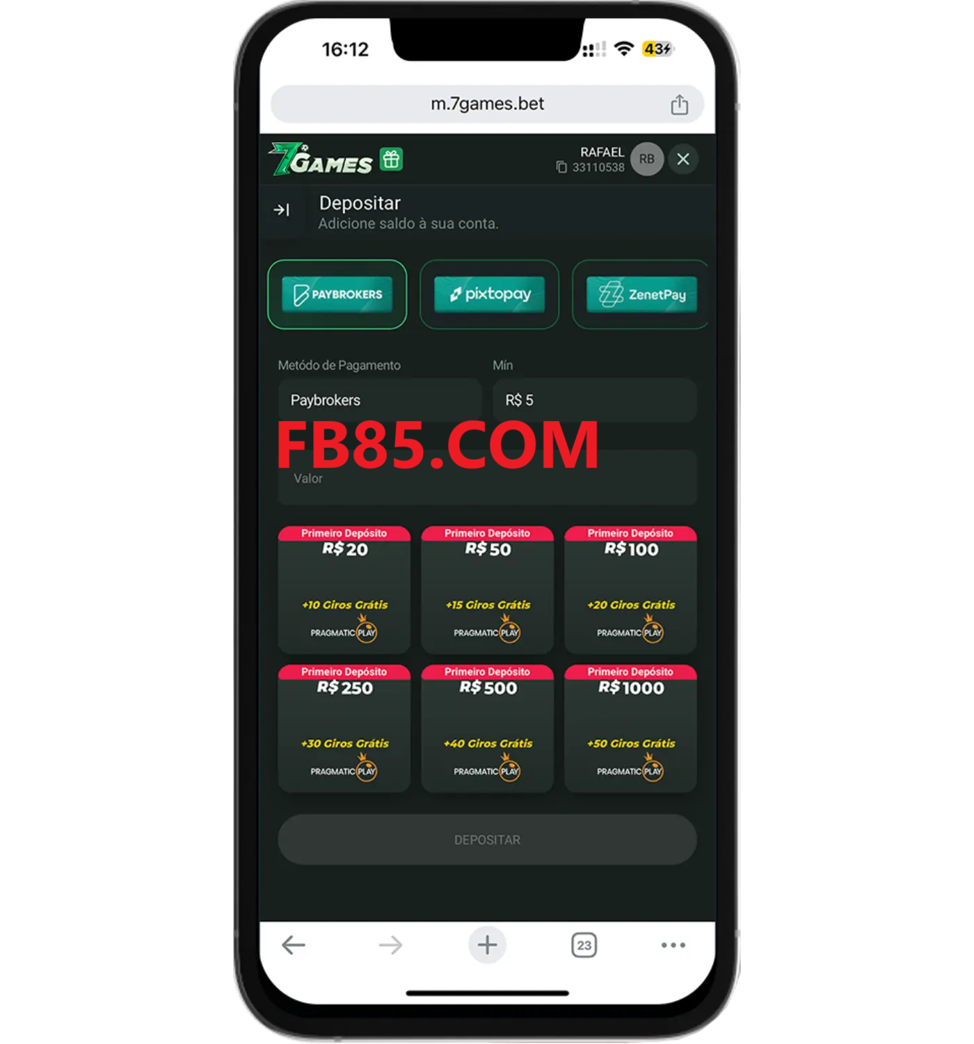 Baixe o aplicativo FB85.COM para jogar a qualquer momento